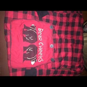 Onsie buffalo plaid jammies with butt flap